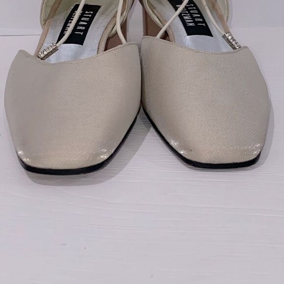 Stuart Weitzman Tubex Oyster Sparkle Lame Rhinestone Trim Shoes Size 8 - Picture 10 of 15